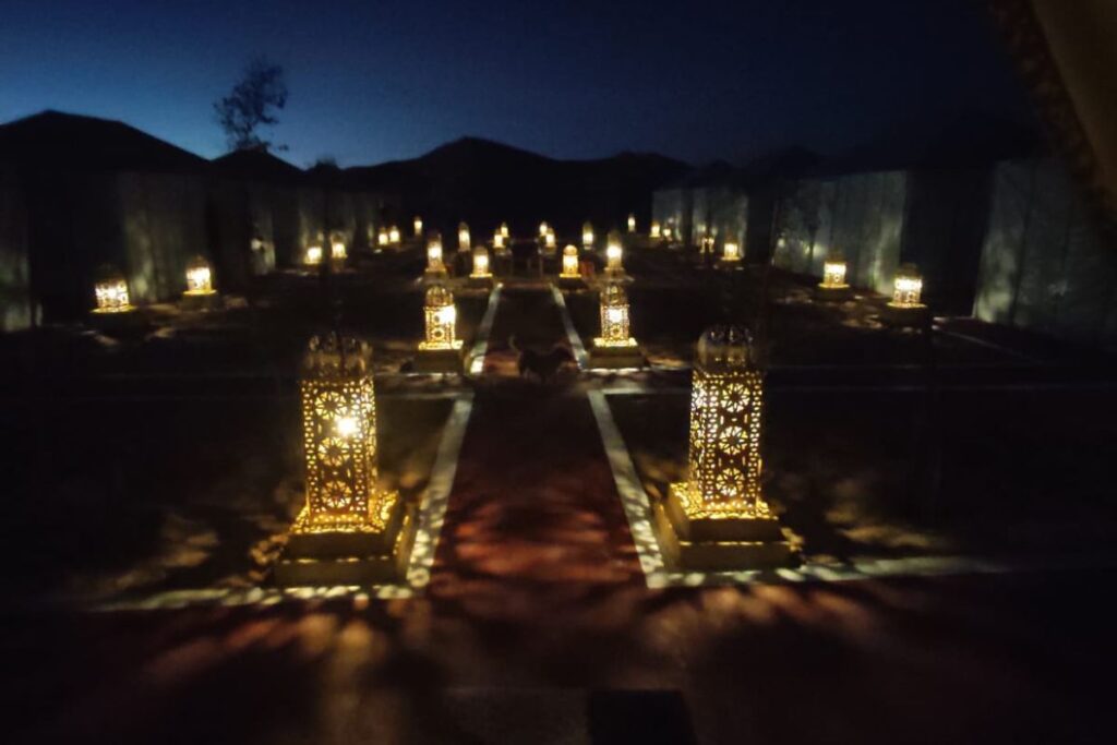 desert tents dar tafouyte by night